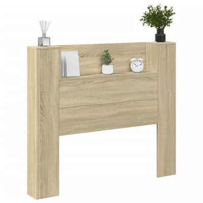 Headboard Cabinet with LED Sonoma Oak 120 cm