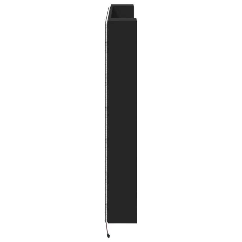 Headboard Cabinet with LED Black 140x16.5x103.5 cm