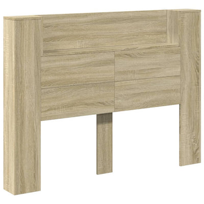 Headboard Cabinet with LED Sonoma Oak 140x16.5x103.5 cm