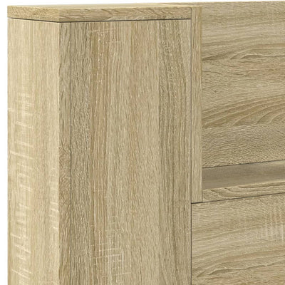 Headboard Cabinet with LED Sonoma Oak 140x16.5x103.5 cm