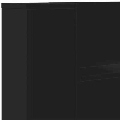 Headboard Cabinet with LED Black 160 cm