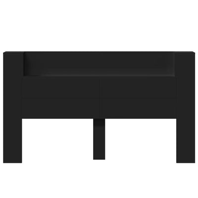 Headboard Cabinet with LED Black 180x16.5x103.5 cm