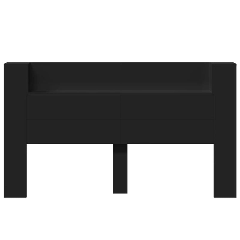Headboard Cabinet with LED Black 180x16.5x103.5 cm