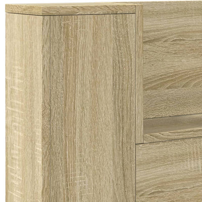 Headboard Cabinet with LED Sonoma Oak 200x16.5x103.5 cm