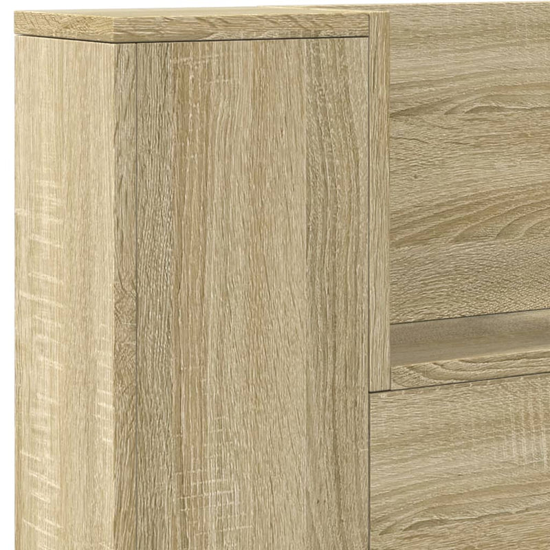 Headboard Cabinet with LED Sonoma Oak 200x16.5x103.5 cm