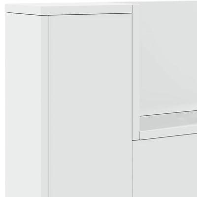 Headboard Cabinet with LED White 220x16.5x103.5 cm