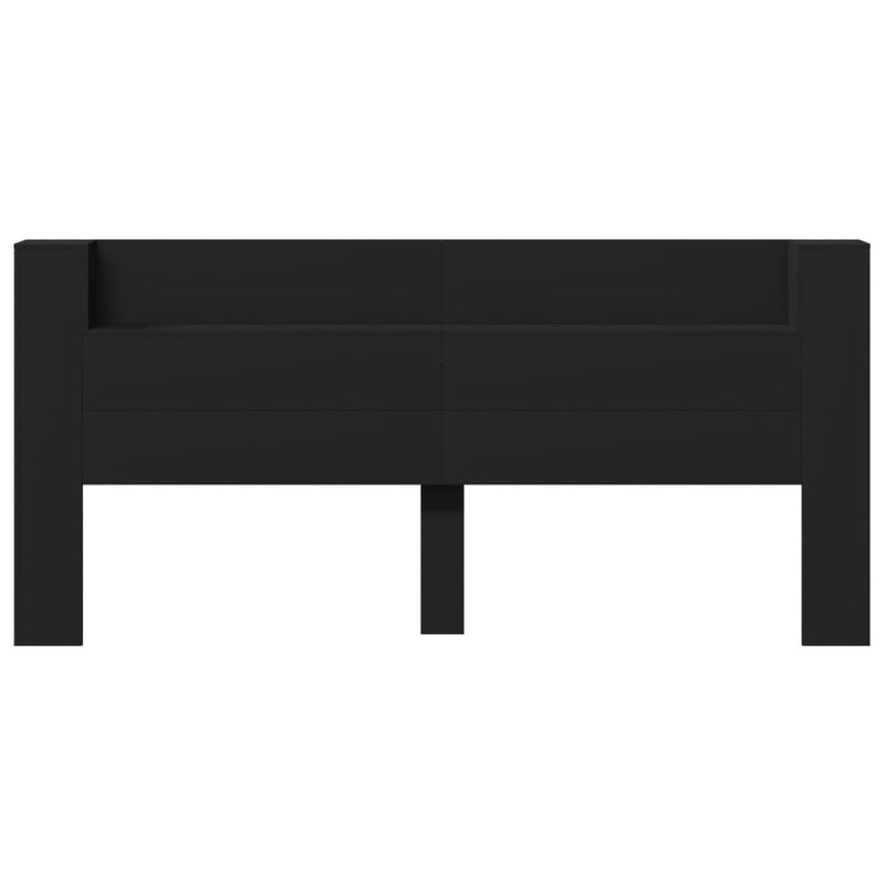 Headboard Cabinet with LED Black 220x16.5x103.5 cm