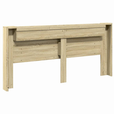 Headboard Cabinet with LED Sonoma Oak 220x16.5x103.5 cm