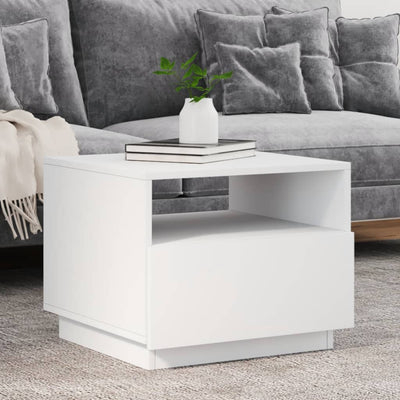 Coffee Table with LED Lights White 50x49x40 cm