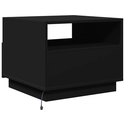 Coffee Table with LED Lights Black 50x49x40 cm