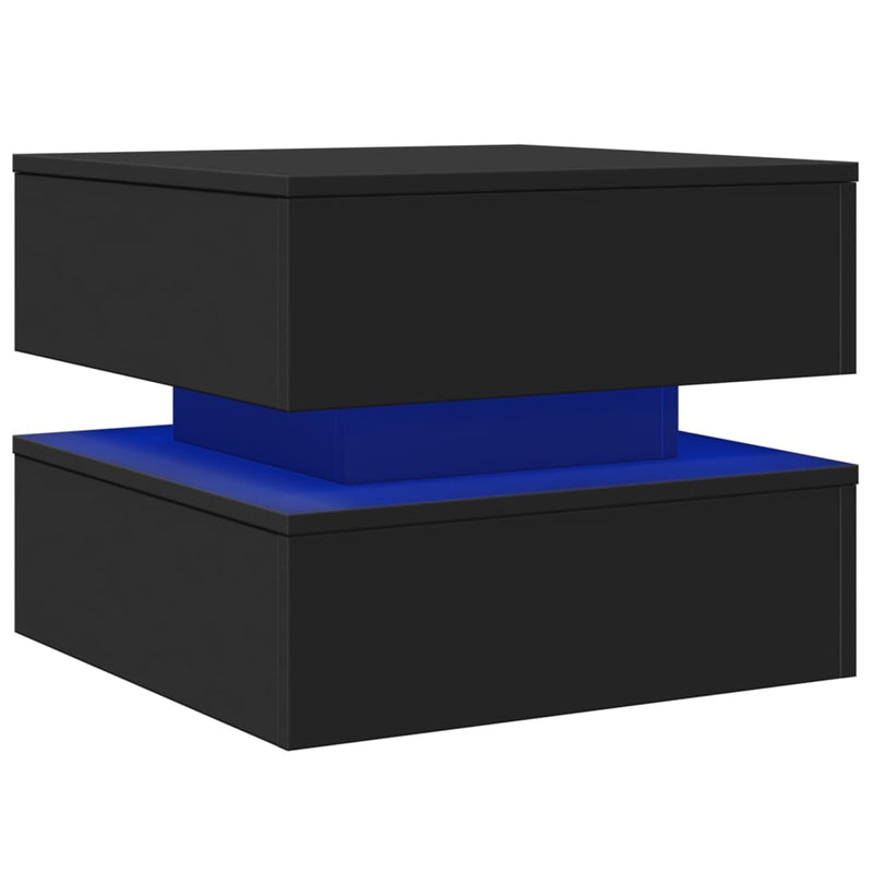 Coffee Table with LED Lights Black 50x50x40 cm