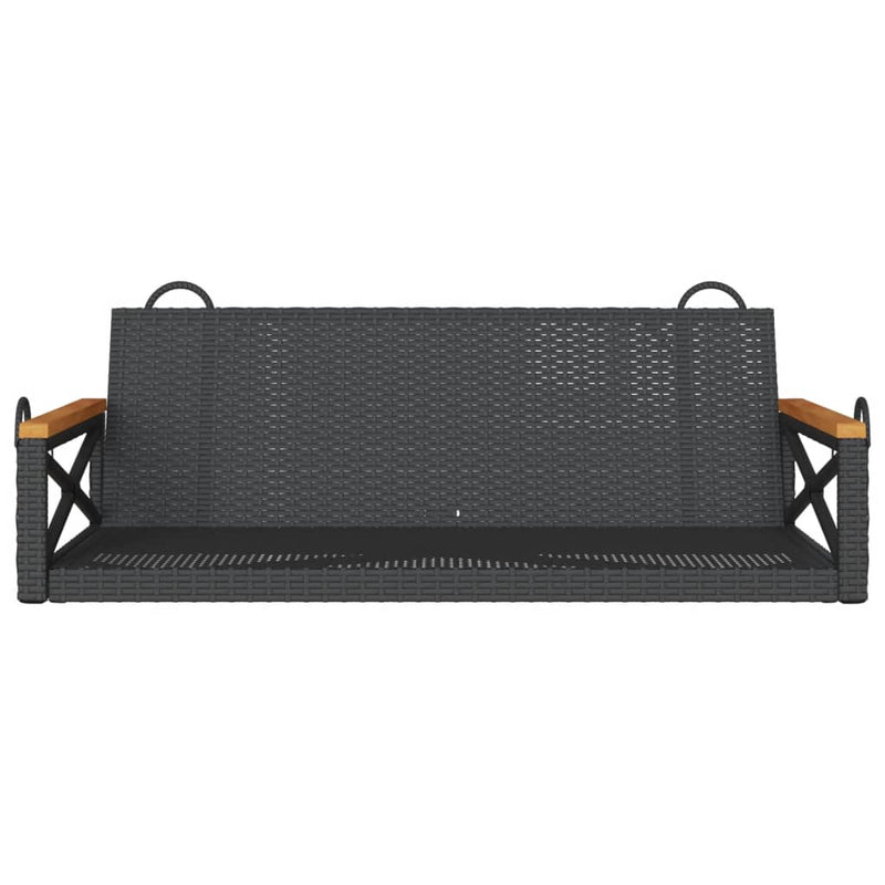 Swing Bench Black 109x62x40 cm Poly Rattan