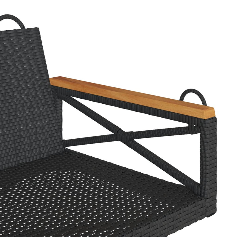 Swing Bench Black 109x62x40 cm Poly Rattan