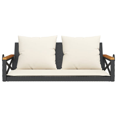 Swing Bench with Cushions Black 109x62x40 cm Poly Rattan