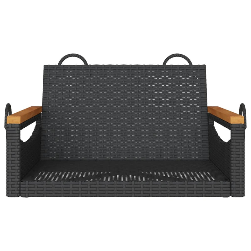 Swing Bench Black 63x62x40 cm Poly Rattan