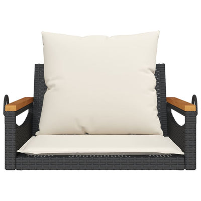 Swing Bench with Cushions Black 63x62x40 cm Poly Rattan