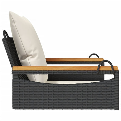 Swing Bench with Cushions Black 63x62x40 cm Poly Rattan