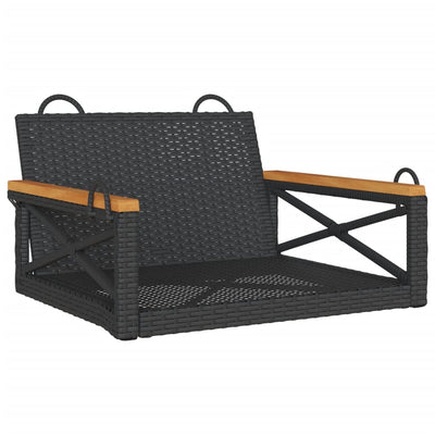 Swing Bench Black 63x62x40 cm Poly Rattan