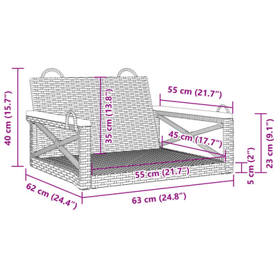 Swing Bench Black 63x62x40 cm Poly Rattan