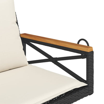 Swing Bench with Cushions Black 63x62x40 cm Poly Rattan