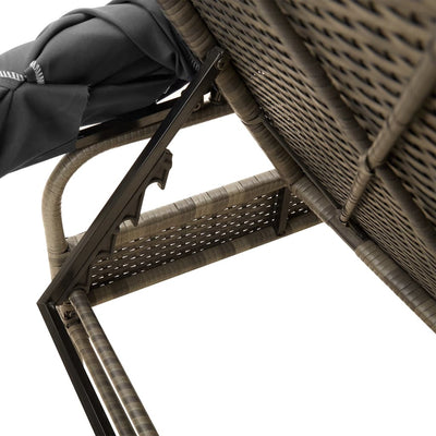 Sun Lounger with Canopy Grey Poly Rattan