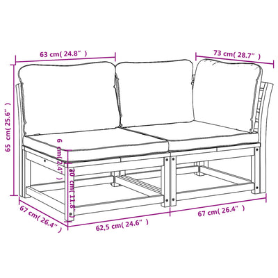 2 Piece Garden Lounge Set with Cushions Solid Wood Acacia