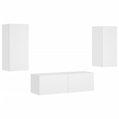 3 Piece TV Wall Cabinets with LED Lights White