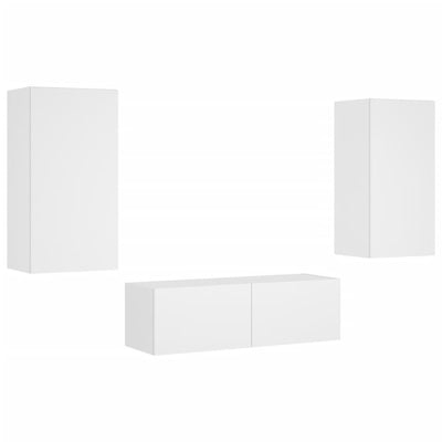 3 Piece TV Wall Cabinets with LED Lights White