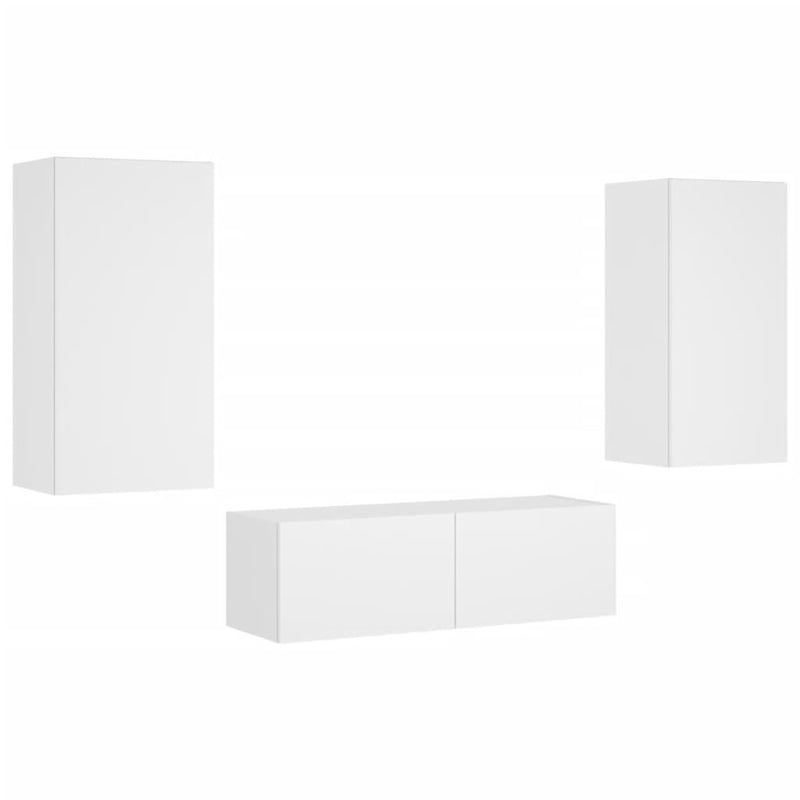 3 Piece TV Wall Cabinets with LED Lights White