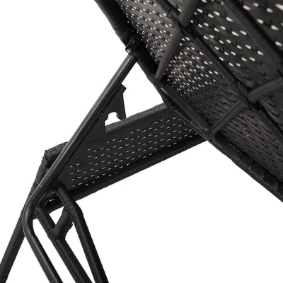 Sun Lounger with Cushion Black Poly Rattan