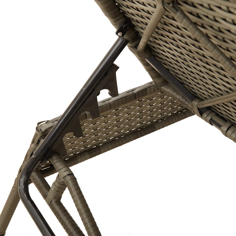 Sun Lounger with Cushion Grey Poly Rattan