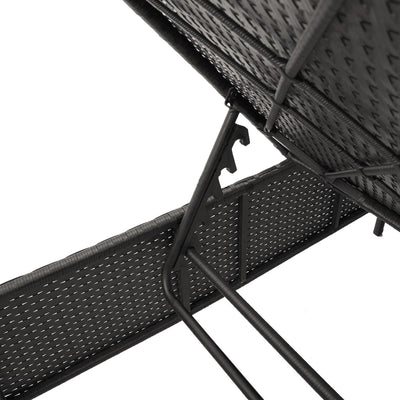 Sun Lounger with Cushion Black Poly Rattan