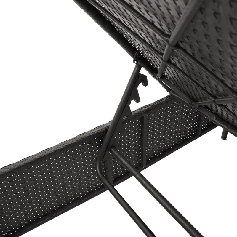 Sun Lounger with Cushion Black Poly Rattan