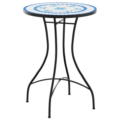 Mosaic Bistro Table Blue and White Ø50x70 cm Ceramic