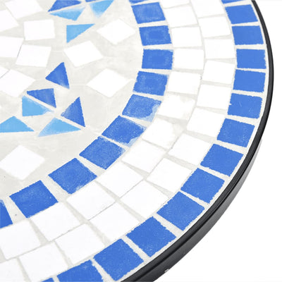 Mosaic Bistro Table Blue and White Ø50x70 cm Ceramic