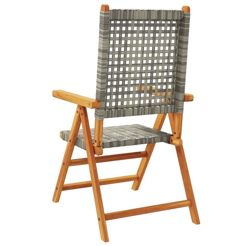 Garden Chairs 2 pcs Grey Solid Wood Acacia and Poly Rattan