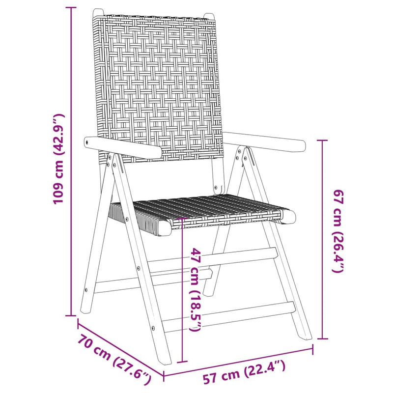 Garden Chairs 2 pcs Grey Solid Wood Acacia and Poly Rattan