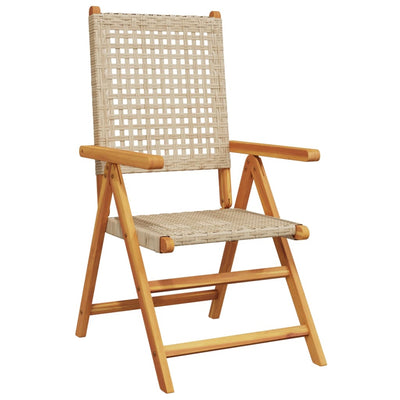 Garden Chairs 2 pcs Beige Solid Wood Acacia and Poly Rattan