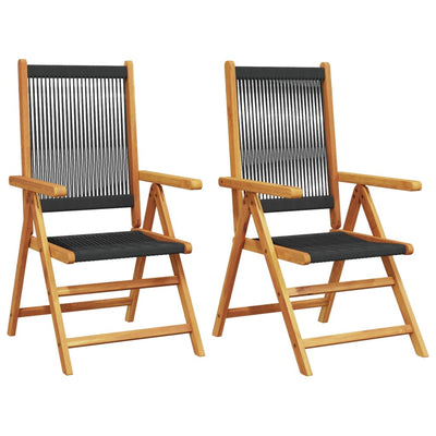 Garden Chairs 2 pcs Black Solid Wood Acacia and Polypropylene