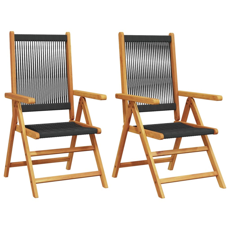 Garden Chairs 2 pcs Black Solid Wood Acacia and Polypropylene