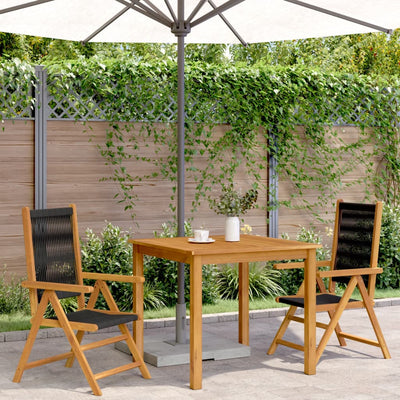 Garden Chairs 2 pcs Black Solid Wood Acacia and Polypropylene