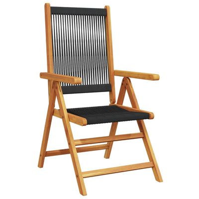 Garden Chairs 2 pcs Black Solid Wood Acacia and Polypropylene