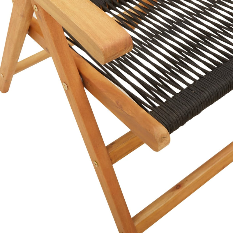 Garden Chairs 2 pcs Black Solid Wood Acacia and Polypropylene