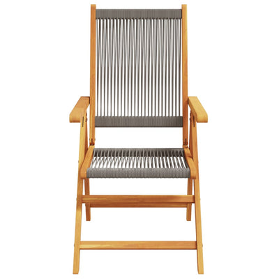 Garden Chairs 2 pcs Grey Solid Wood Acacia and Polypropylene