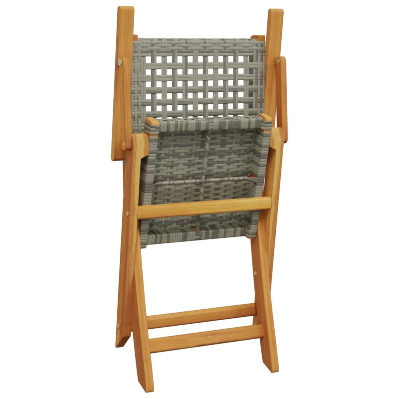 Garden Chairs 2 pcs Grey Solid Wood Acacia and Poly Rattan