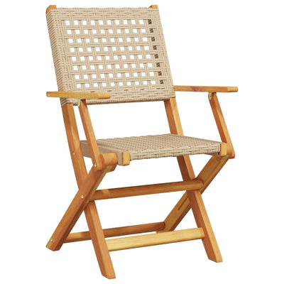 Garden Chairs 2 pcs Beige Solid Wood Acacia and Poly Rattan