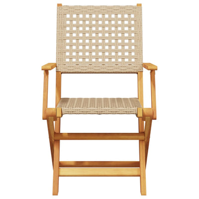 Garden Chairs 2 pcs Beige Solid Wood Acacia and Poly Rattan