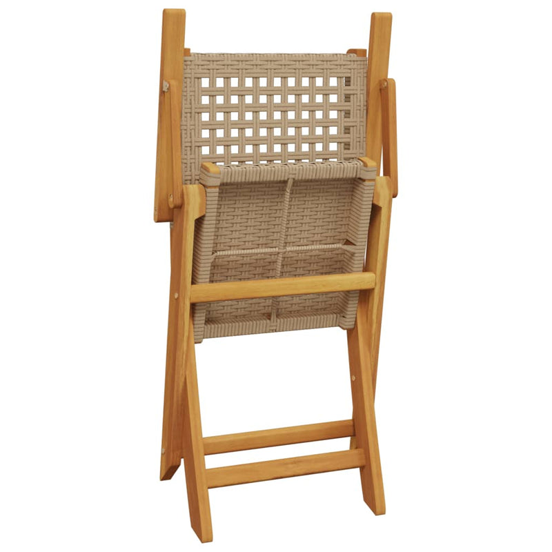 Garden Chairs 2 pcs Beige Solid Wood Acacia and Poly Rattan