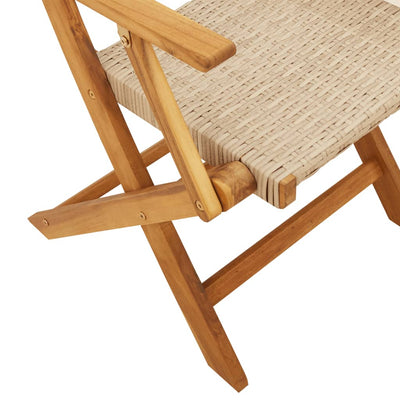 Garden Chairs 2 pcs Beige Solid Wood Acacia and Poly Rattan