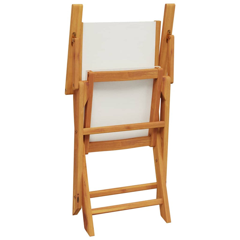 Garden Chairs 2 pcs Cream White Solid Wood Acacia and Fabric